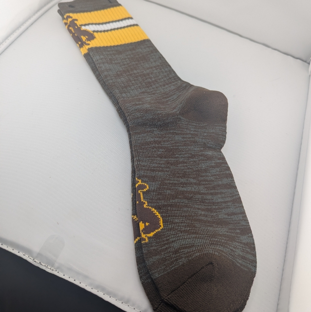 Wyoming Cowboys NCAA Collegiate Socks  For Bare FeetBrown and Yellow Men's Large